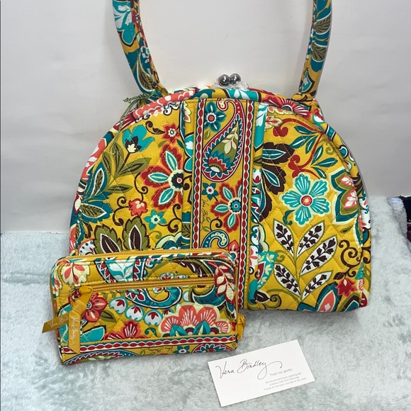 NWOT Vera Bradley ‘Eloise’ Kisslock Hobo W/Wallet - Picture 2 of 16